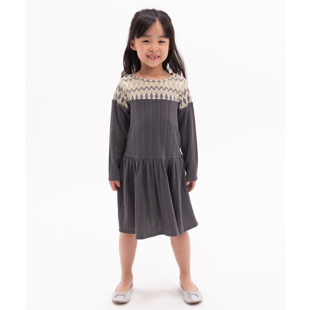 Rare Editions Little Girls Drop Waist Rib Knit Dress Gray Size 6X